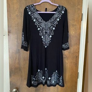 Black Long Sleeve V Neck Dress